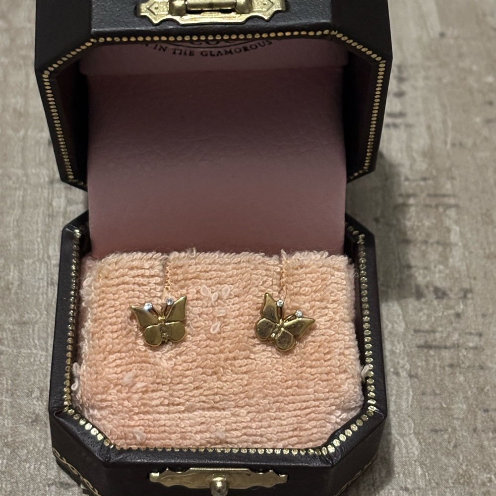Y2K Juicy Couture Gold Butterfly Stud Earrings